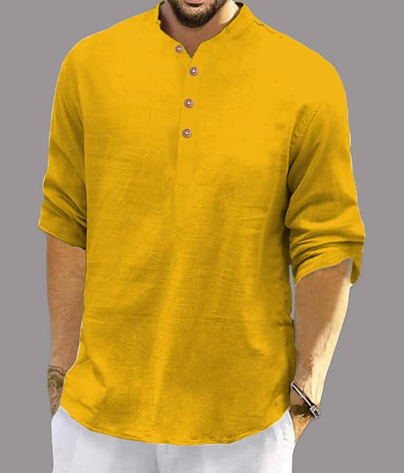 UNI VIBE Brown Cotton Blend Men's Shirt Style Kurta ( Pack of 1 )