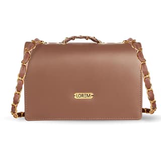 LOREM Faux Leather Handbag, Chain Strap, Magnetic Lock, Black