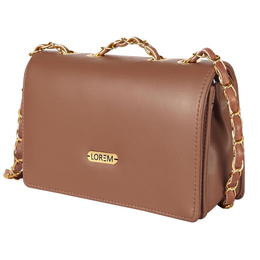 LOREM Faux Leather Handbag, Chain Strap, Magnetic Lock, Black view 8