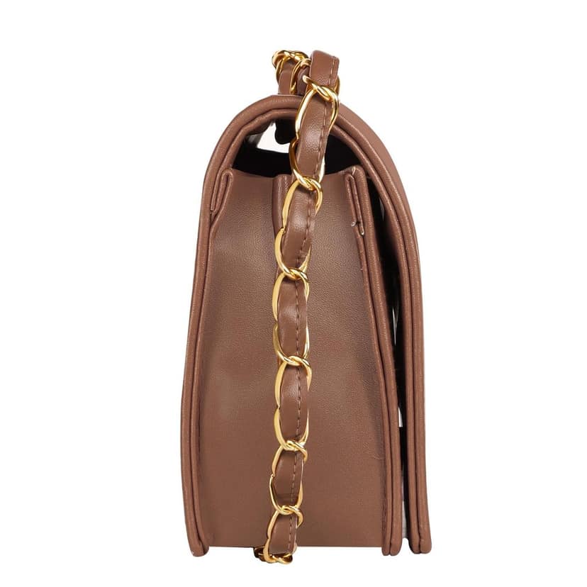 LOREM Faux Leather Handbag, Chain Strap, Magnetic Lock, Black view 9
