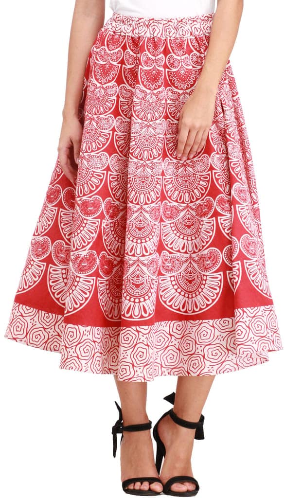 Tomato-Puree Midi-Skirt from Pilkhuwa with Block Printed Motifs view 3