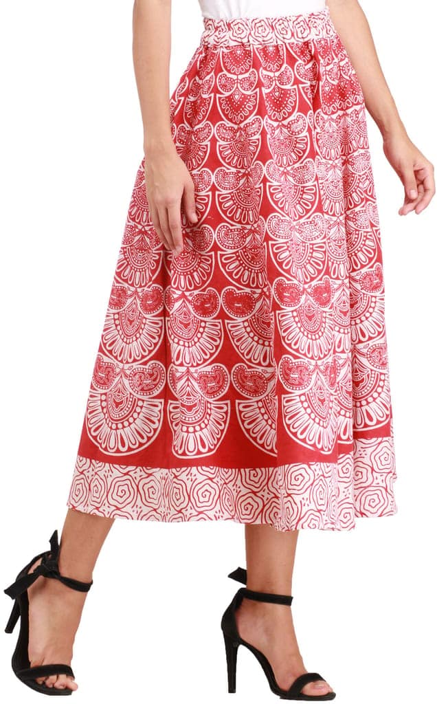 Tomato-Puree Midi-Skirt from Pilkhuwa with Block Printed Motifs view 4