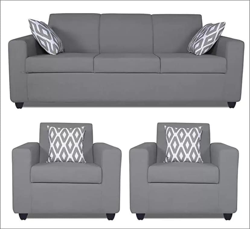 Fabric 3 + 1 + 1 Sofa Set (Grey, DIY) view 2