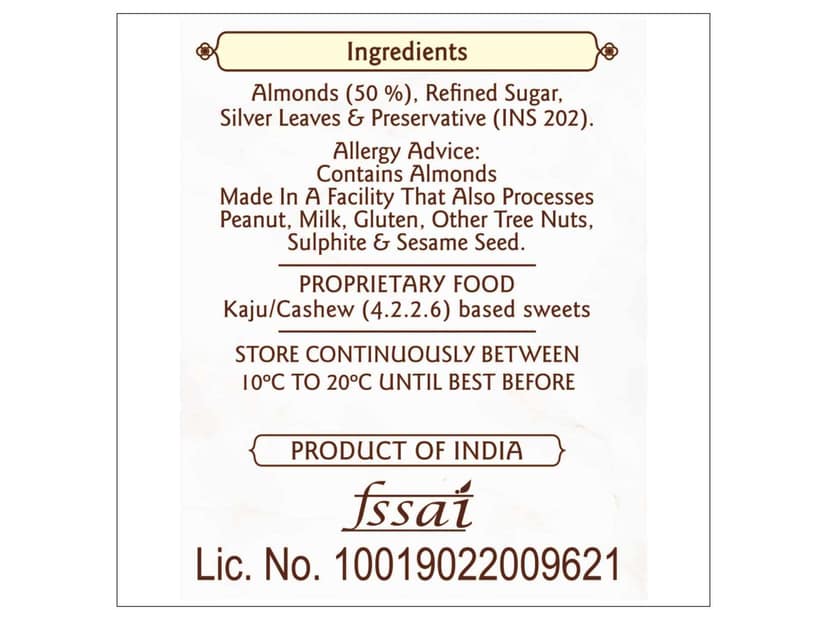 Haldiram's Badam Katli Packed Sweets - 250 Gm view 3