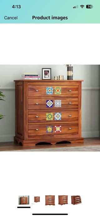 SAHIRAM CHOUDHARY; Solid Sheesham Wood Handcrafted Chest of Drawers with 4 Drawers Sideboard Cabinet Storage || Kitchen Cabinet || Bedroom Furniture, Durable Handcrafted Sideboard