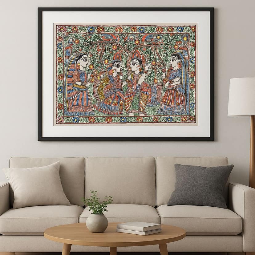 Madhubani Painting: Traditional Indian Art of Love & Nature view 2