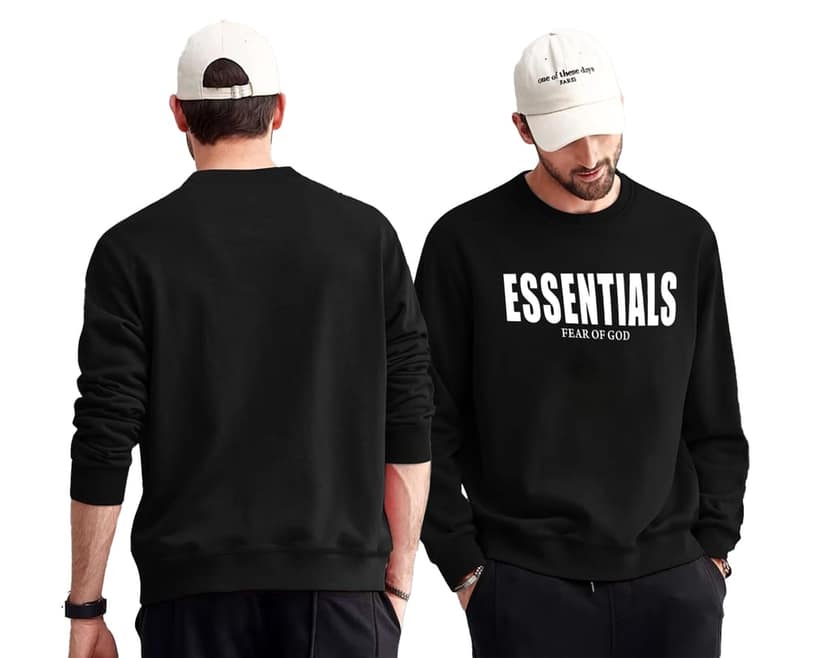 SCOTT FINCHER Men's FOG Essentials Fear of God Black Pullover Sweatshirt : AA(RSSWT)BLACK_154 view 3