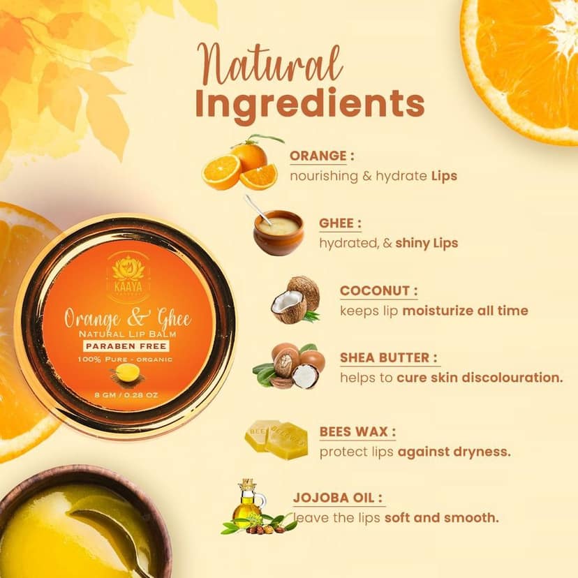 Kaaya Natural Orange & Ghee Lip Balm view 3