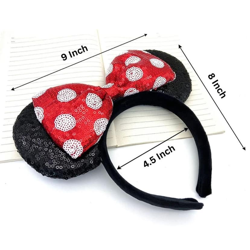 Miinie Mouse Headbnad with Sequin Black & Red - 1PC view 4