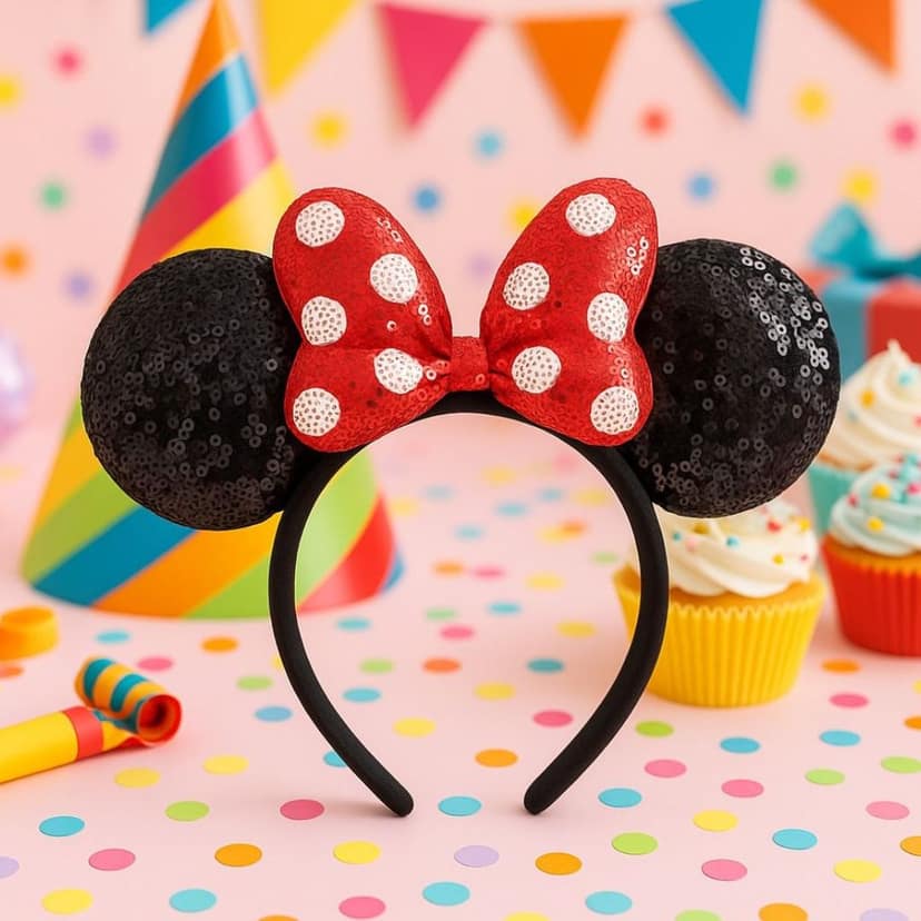 Miinie Mouse Headbnad with Sequin Black & Red - 1PC view 6