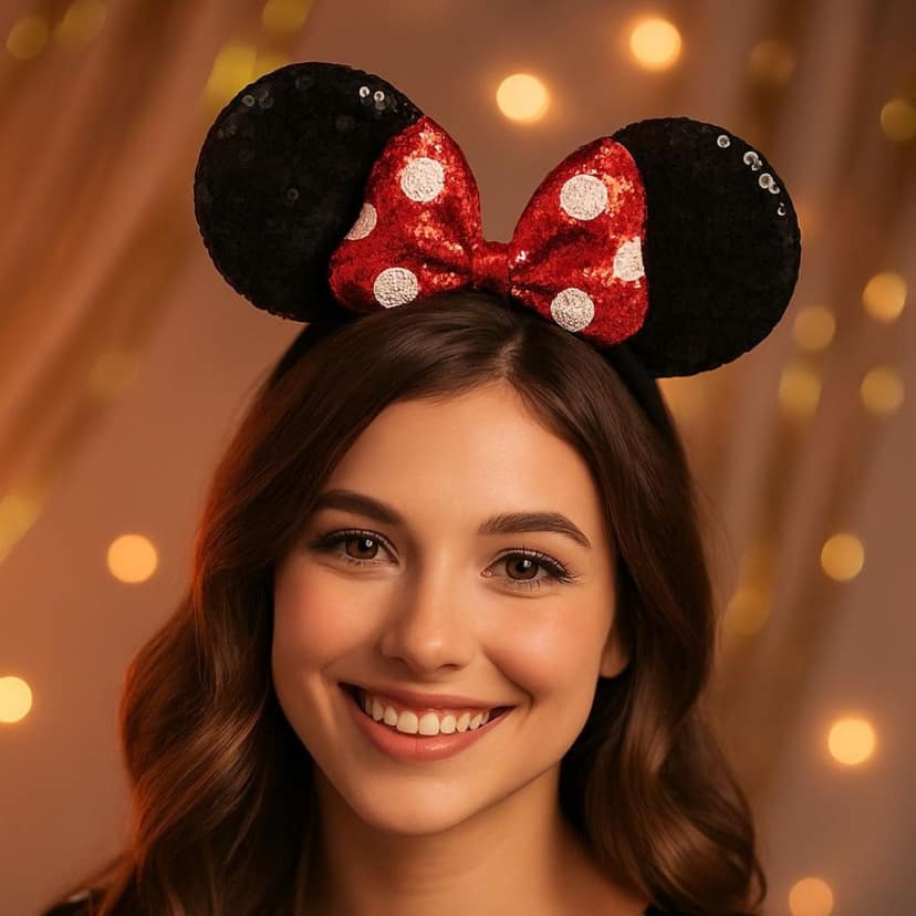 Miinie Mouse Headbnad with Sequin Black & Red - 1PC view 7