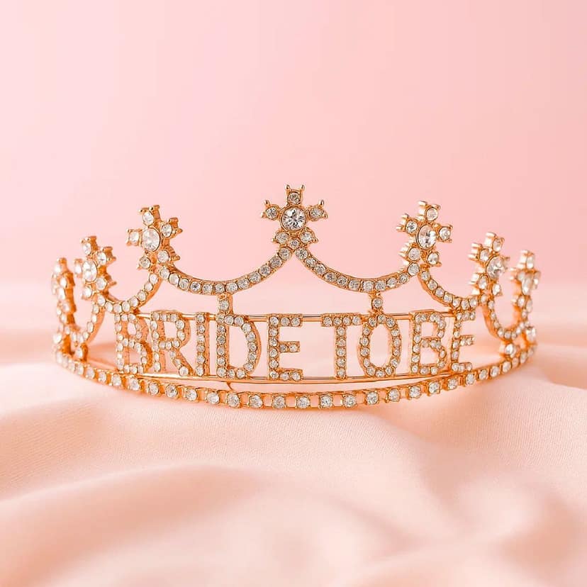 Bride To Be Rose Gold Tiara with Rhinestones - 1PC view 2