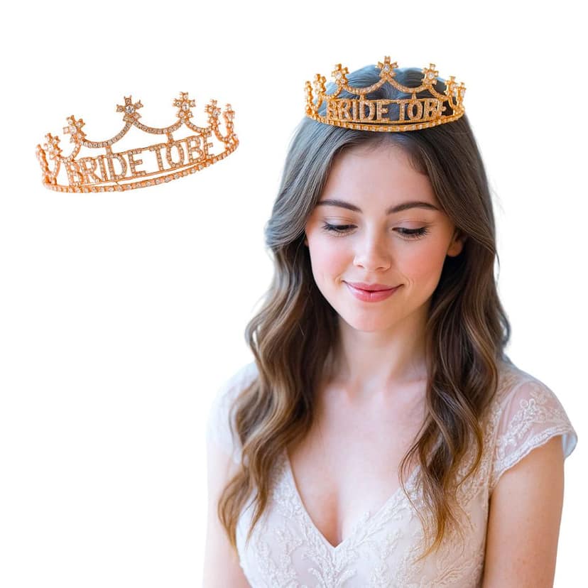 Bride To Be Rose Gold Tiara with Rhinestones - 1PC view 4