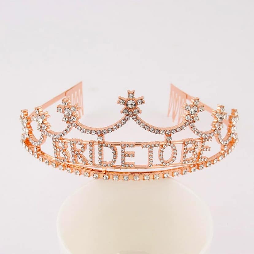 Bride To Be Rose Gold Tiara with Rhinestones - 1PC view 5