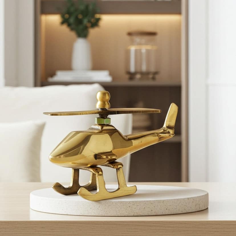 Brass Showpiece Children Playing Helicopter (ZMAS562 D) view 2