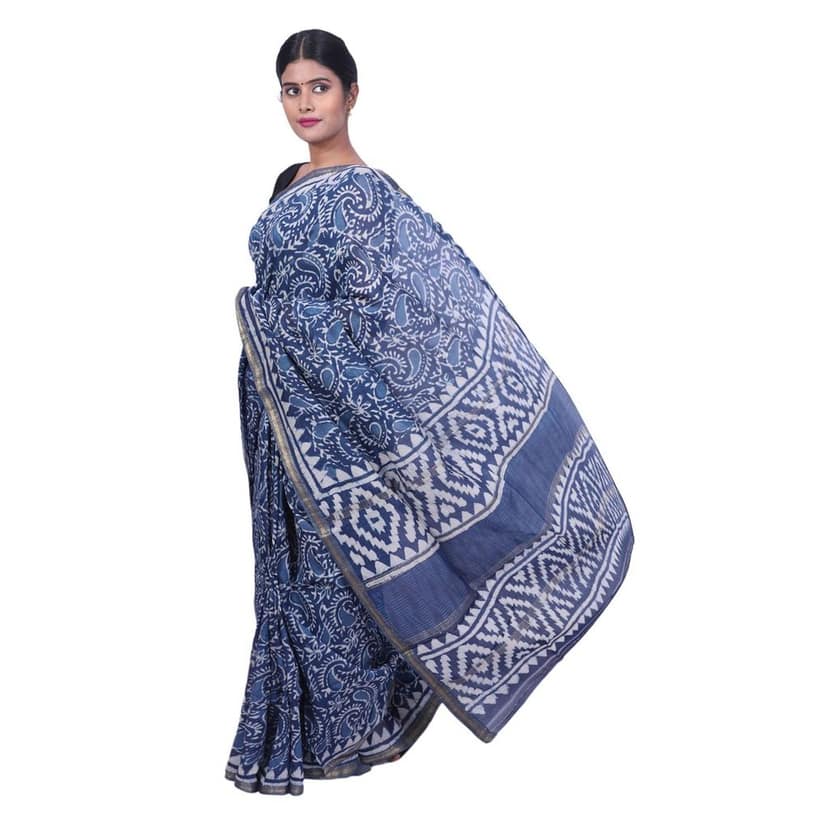 HANDLOOM MAHESHWARI SAREE- (COTTON+SILK MIX) WITH BLOUSE (SKU - 1SCZ01060821 SAREE- 99) view 2