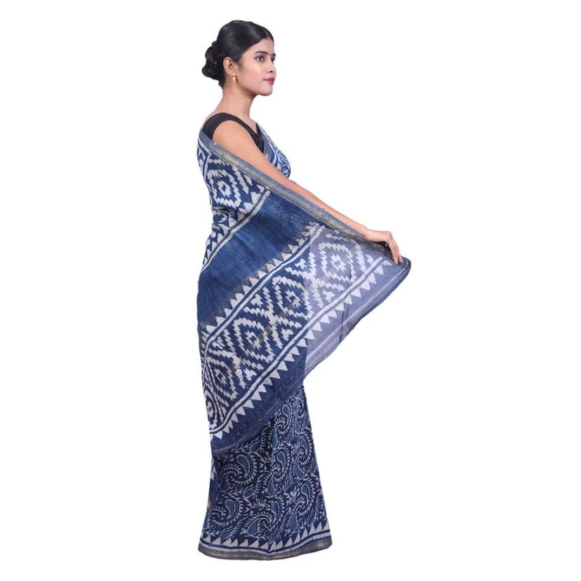 HANDLOOM MAHESHWARI SAREE- (COTTON+SILK MIX) WITH BLOUSE (SKU - 1SCZ01060821 SAREE- 99) view 3
