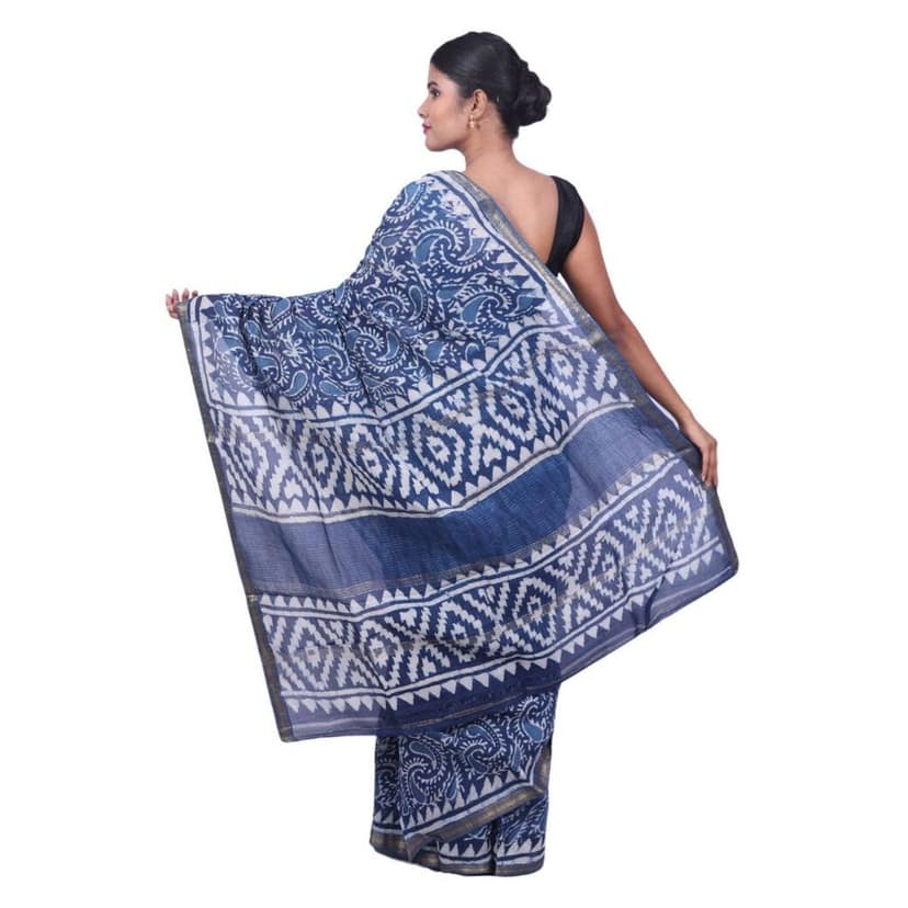 HANDLOOM MAHESHWARI SAREE- (COTTON+SILK MIX) WITH BLOUSE (SKU - 1SCZ01060821 SAREE- 99) view 4