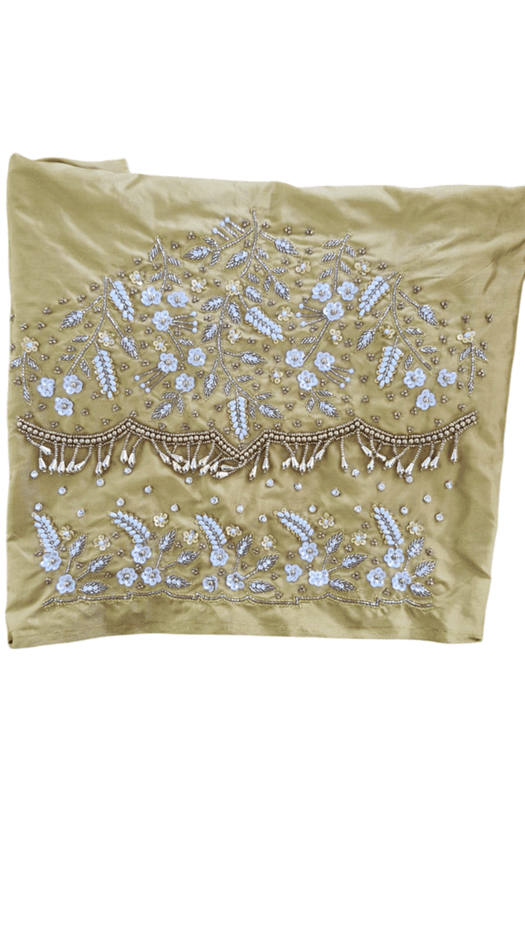 Embroidered Blouse Piece With Zari and Stone Work view 2