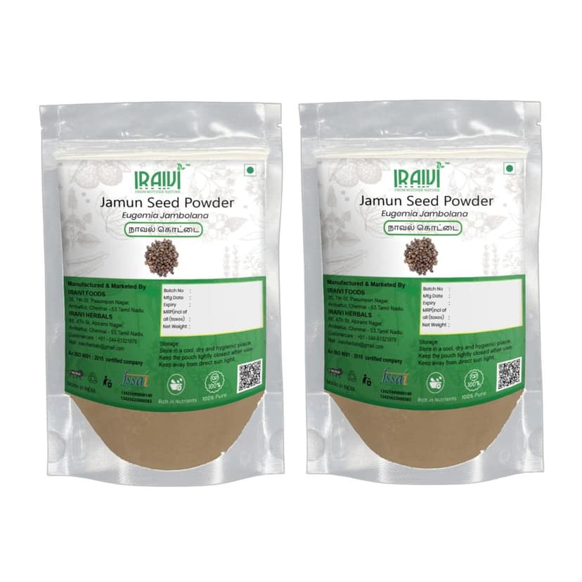 IRAIVI Premium Jamun Seed Powder-200g | Naaval Kottai | Nerale Beeja | Diabetes Care | Supports Blood Sugar Balance & Metabolic Health | 100% Pure Jambul Kernel Supplement