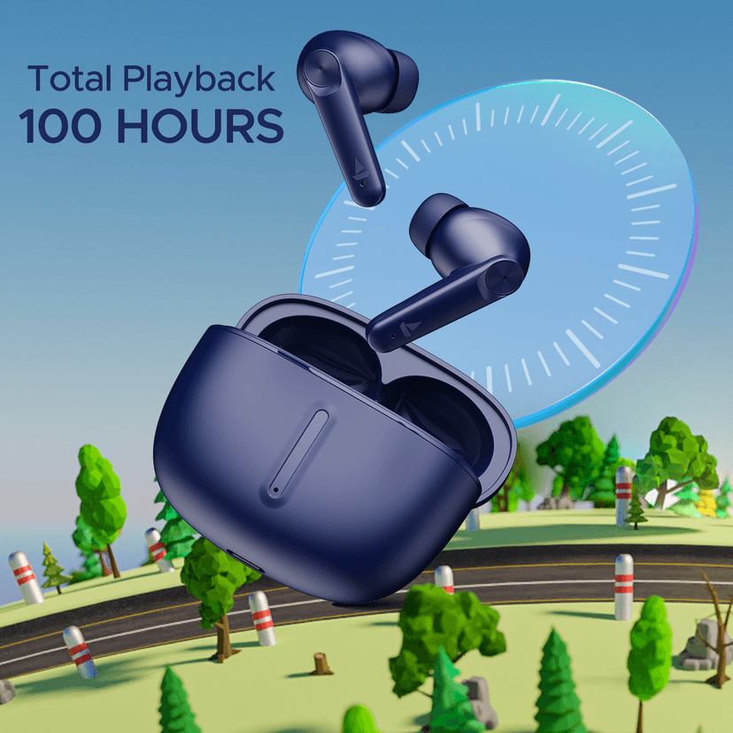 boAt Airdopes Max | Wireless Earbuds with 100 Hours Playback, ENx™ Technology, ASAP™ Charge, BEAST™ Mode, 13mm Drivers Bold Blue view 4