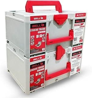 iBELL TB215-1 Large Size Stackable Tool Storage Box - Durable PC+ABS, 50kg Load Capacity, 39x30x21.5cm (Pack of 2)