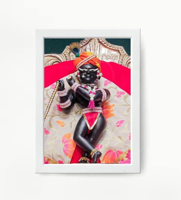 NOKKES Radha Raman Ji Vrindavan Radha Raman Thakur Ji White Photo Frames Religious Photo frame 5X7 Inch Photo Frame_QWW79