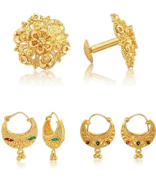 Vighnaharta Twinkling Charming Alloy Gold Plated Stud and ChandBali Earring Combo set For Women and Girls Pack of- 3 Pair Earrings- VFJ1090-1139-1181ERG