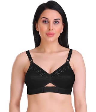Featherline Pack of 1 Cotton Non Padded Everyday Bra For Women ( Black )