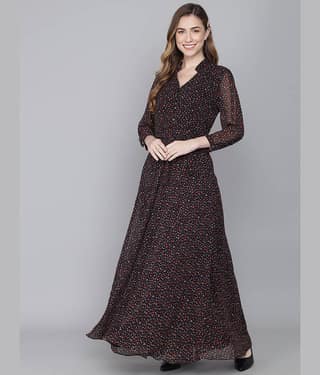 TOGZZ Women Georgette Printed Gown ( Multi Color )