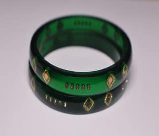 NLR URBAN Emerald Green Bangles with Golden Accents - Exquisite Jewelry