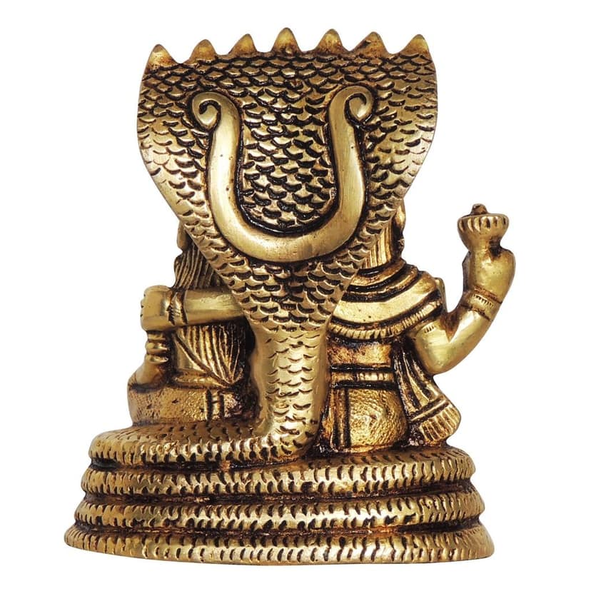 Brass Laxmi Vishnu God Idol Statue - Divine Home Temple Decor, Height : 3.5 Inch (BSMAS1392 F) view 3