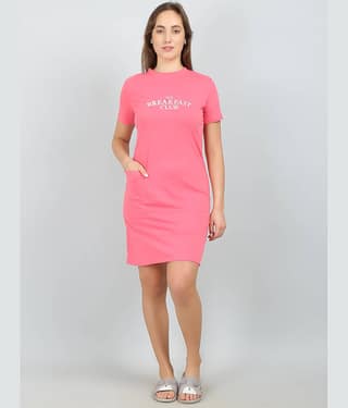 MEGASKA - Pink Cotton Women's Nightwear Night T-Shirt ( Pack of 1 )