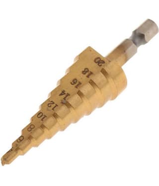 Titanium HSS 9-Step Cone Drill Hex Shank 1/4 Hole Cutter Drilling Tool (4-20 mm)