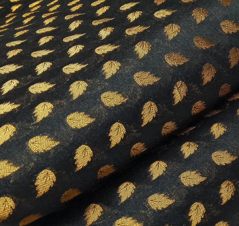 Exquisite Chanderi Silk Banarasi Fabric - Handwoven with Gold Zari | Perfect for Blouse, Ethnic Wear, Evening Gowns, and Home Decor view 2