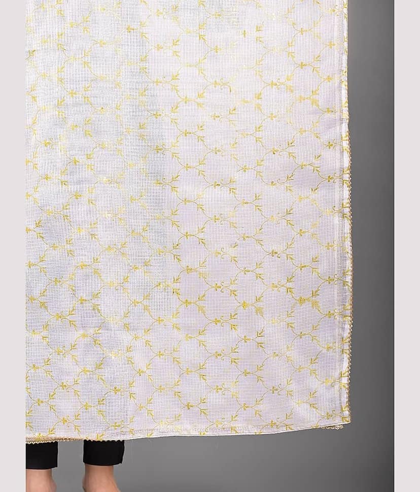 Apratim White Cotton Blend Women's Dupatta - ( Pack of 1 ) view 2