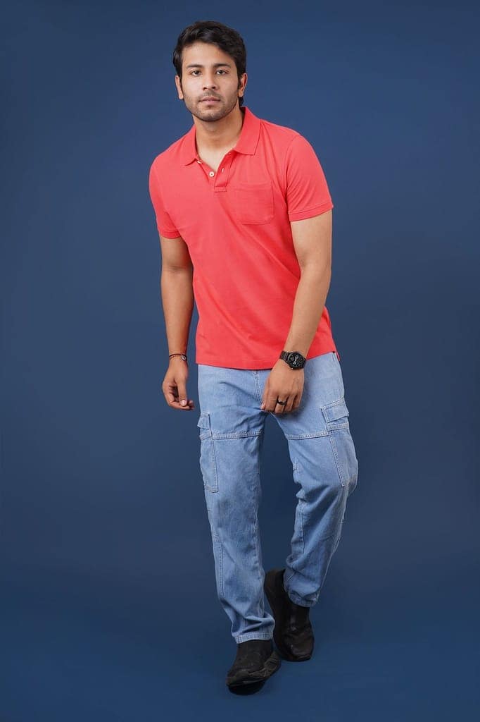 Men's Dark Pink Pocket Polo T-Shirt view 3