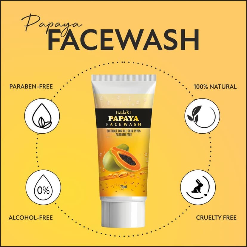 Arlak Papaya Extract Facewash For Glowing Skin, Tan removal & Brightening with Vitamin C Face Wash (75 ml) view 2