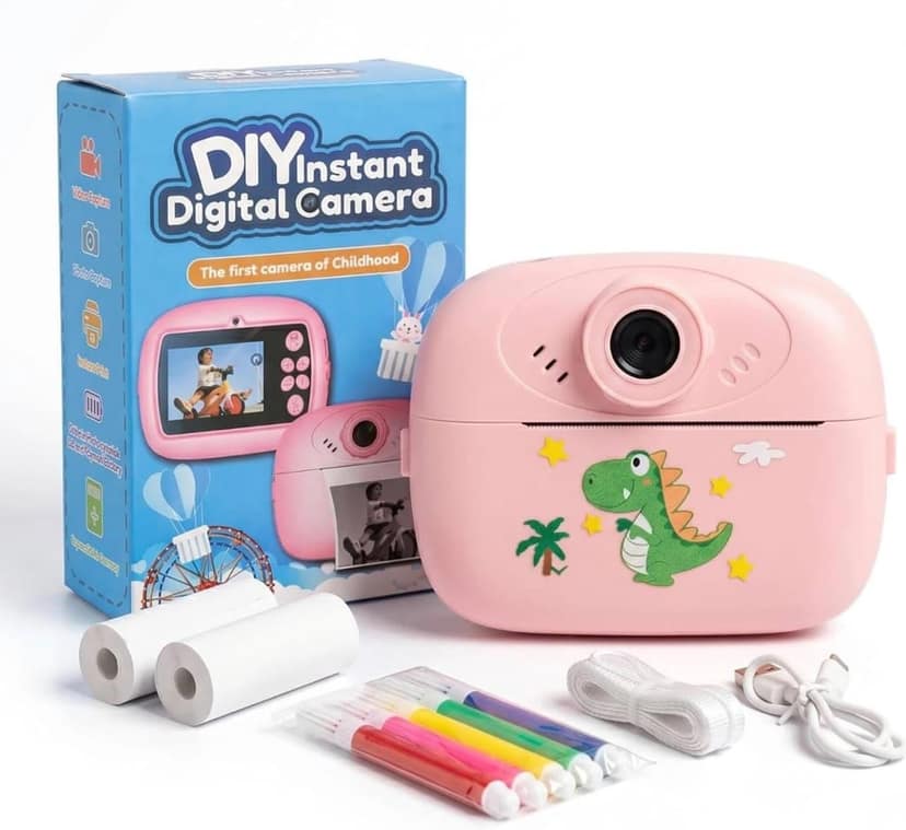Kids Instant Print Camera – Mini Digital HD Photo & Video Camcorder with Games | Fun Learning Toy for Boys & Girls Ages 4-18 | Includes 2 Print Rolls – Ideal Gift for Kids (Multicolor)