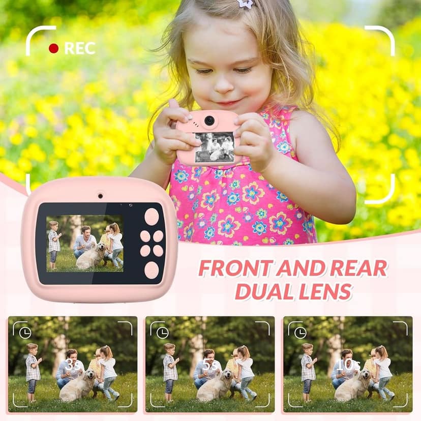 Kids Instant Print Camera – Mini Digital HD Photo & Video Camcorder with Games | Fun Learning Toy for Boys & Girls Ages 4-18 | Includes 2 Print Rolls – Ideal Gift for Kids (Multicolor) view 3