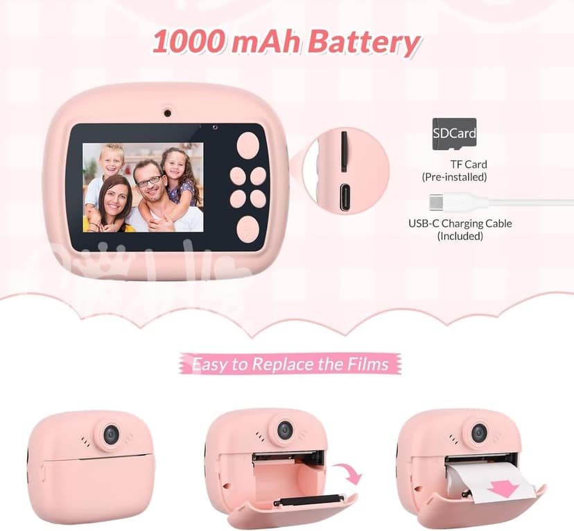 Kids Instant Print Camera – Mini Digital HD Photo & Video Camcorder with Games | Fun Learning Toy for Boys & Girls Ages 4-18 | Includes 2 Print Rolls – Ideal Gift for Kids (Multicolor) view 4