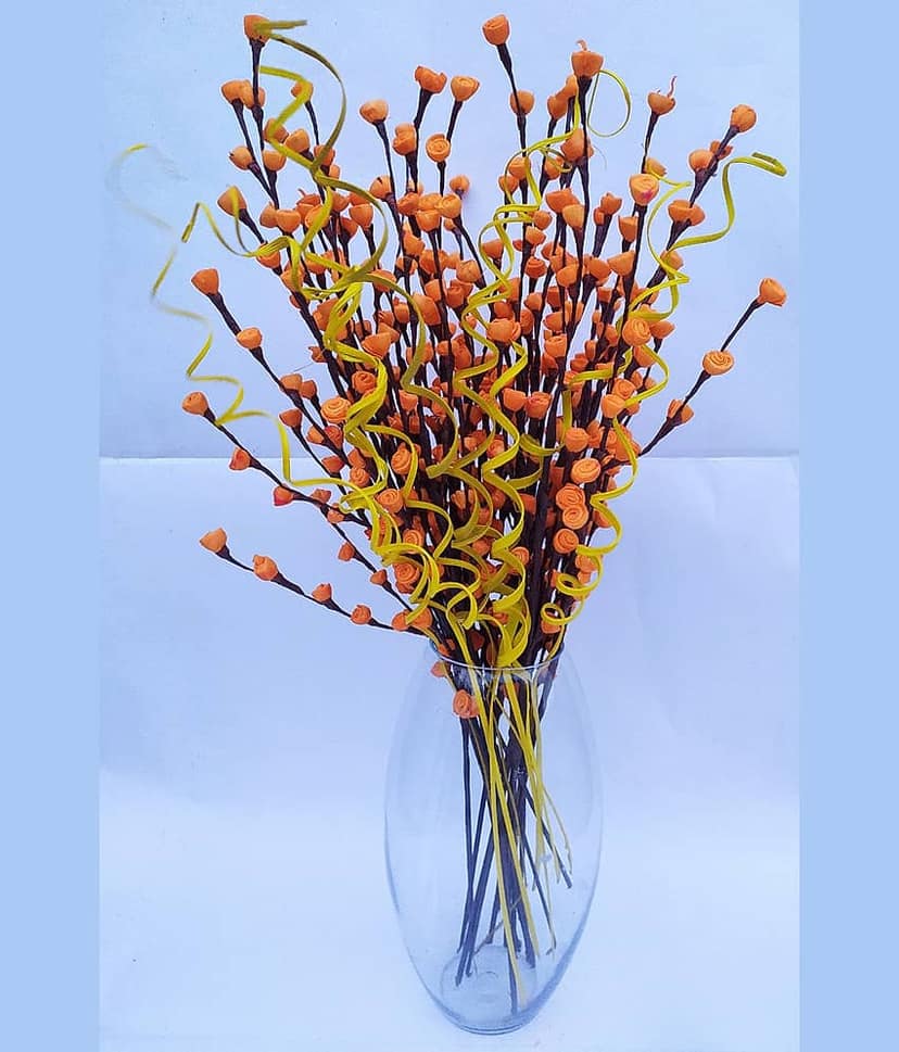 Fab n Style - Orange Rose Artificial Flowers Bunch ( Pack of 1 )