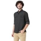 Mufti Black Slim Fit Flannel Shirt view 2