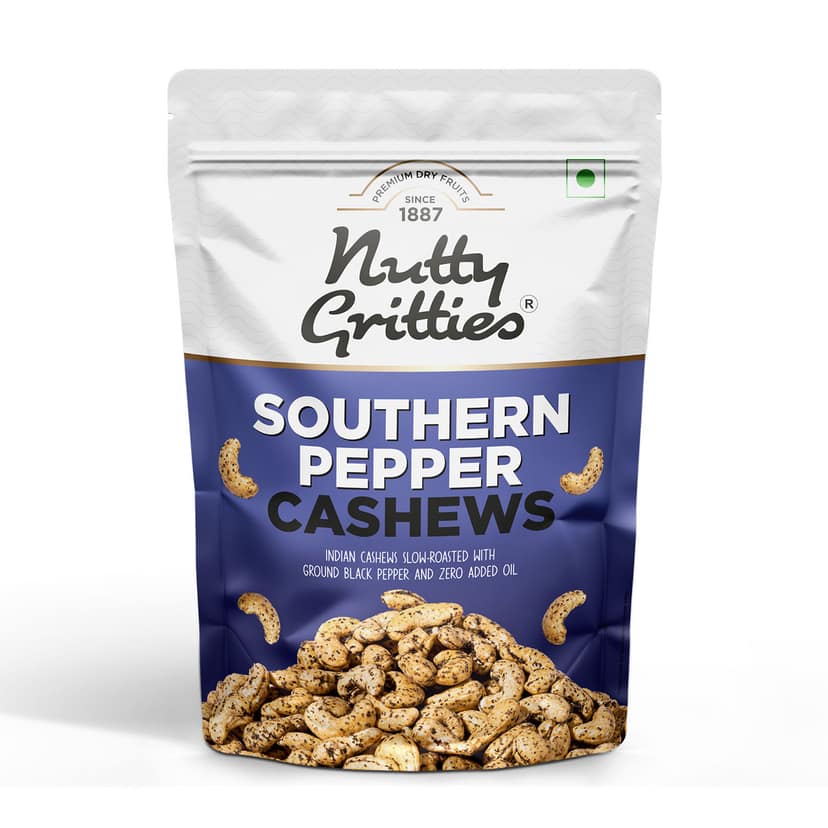 Nutty Gritties Premium Jumbo Size Southern Pepper Cashew Nuts, 200 gm
