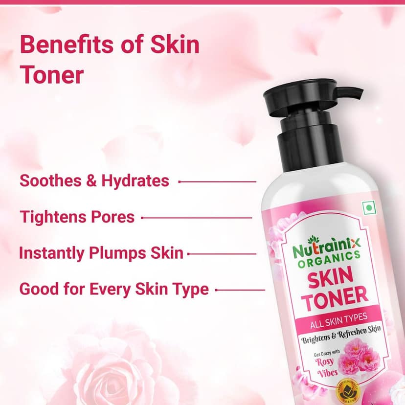 Nutrainix Organics Glow Revival Skin Toner, Rose & Aloe Hydration for Radiant, Balanced Skin - 100ml view 5