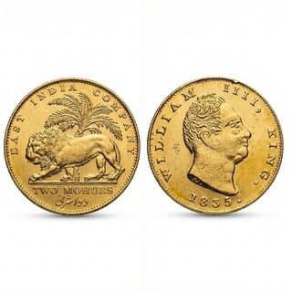 2 Mohur 1835 William 4th, British India Gold-plated Fantasy Coin Silver Edition