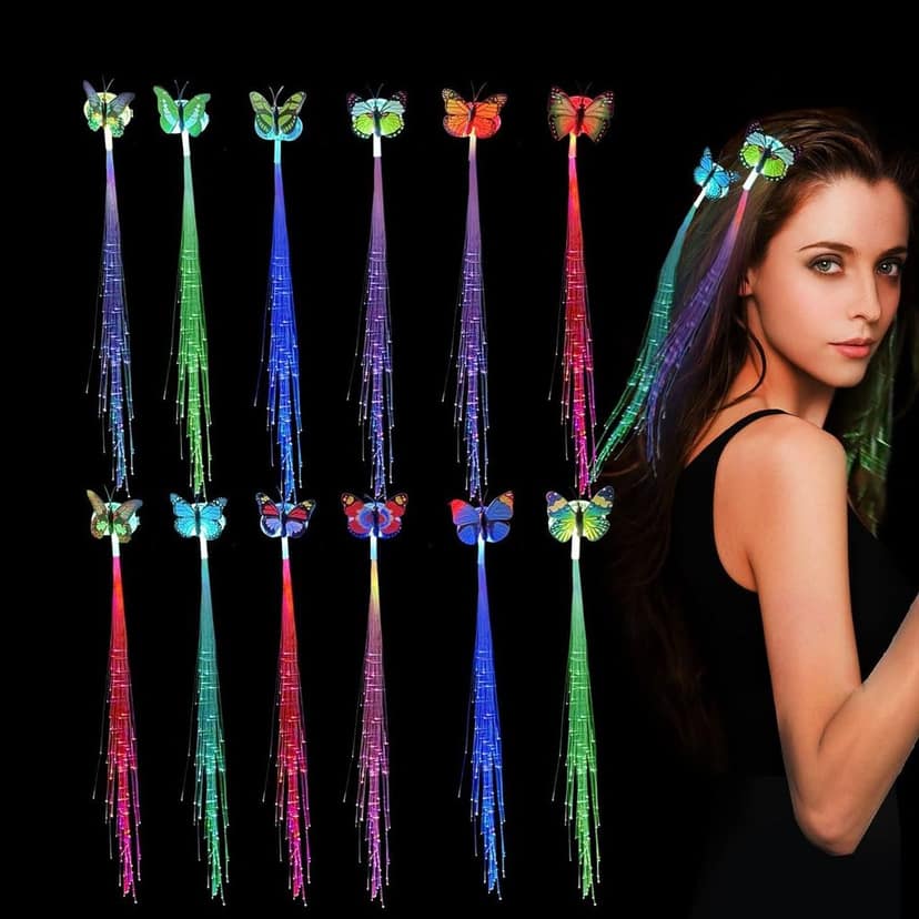 LED Butterfly Hair Braid Clip – Light-Up Party Accessory view 2