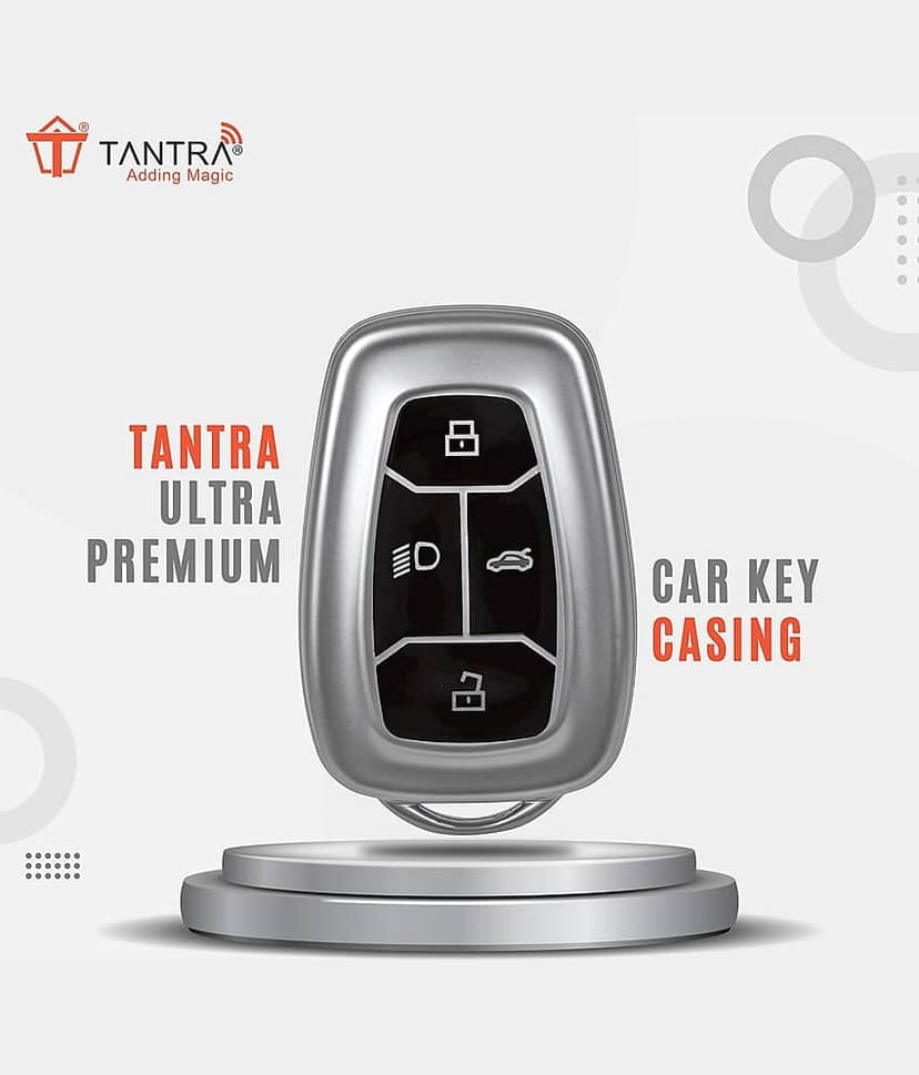 TANTRA TPU Key Cover Compatible with Tata Nexon | Harrier | Safari | Altroz | Tigor | EV | Punch | Tiago EV Electric 4 Button Smart Key Only (Grey) view 2