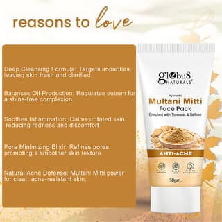 Globus Naturals Face Care Combo Set of 2- Lavender Face Wash 75gm and Multani Mitti Face Pack 50 gm view 2