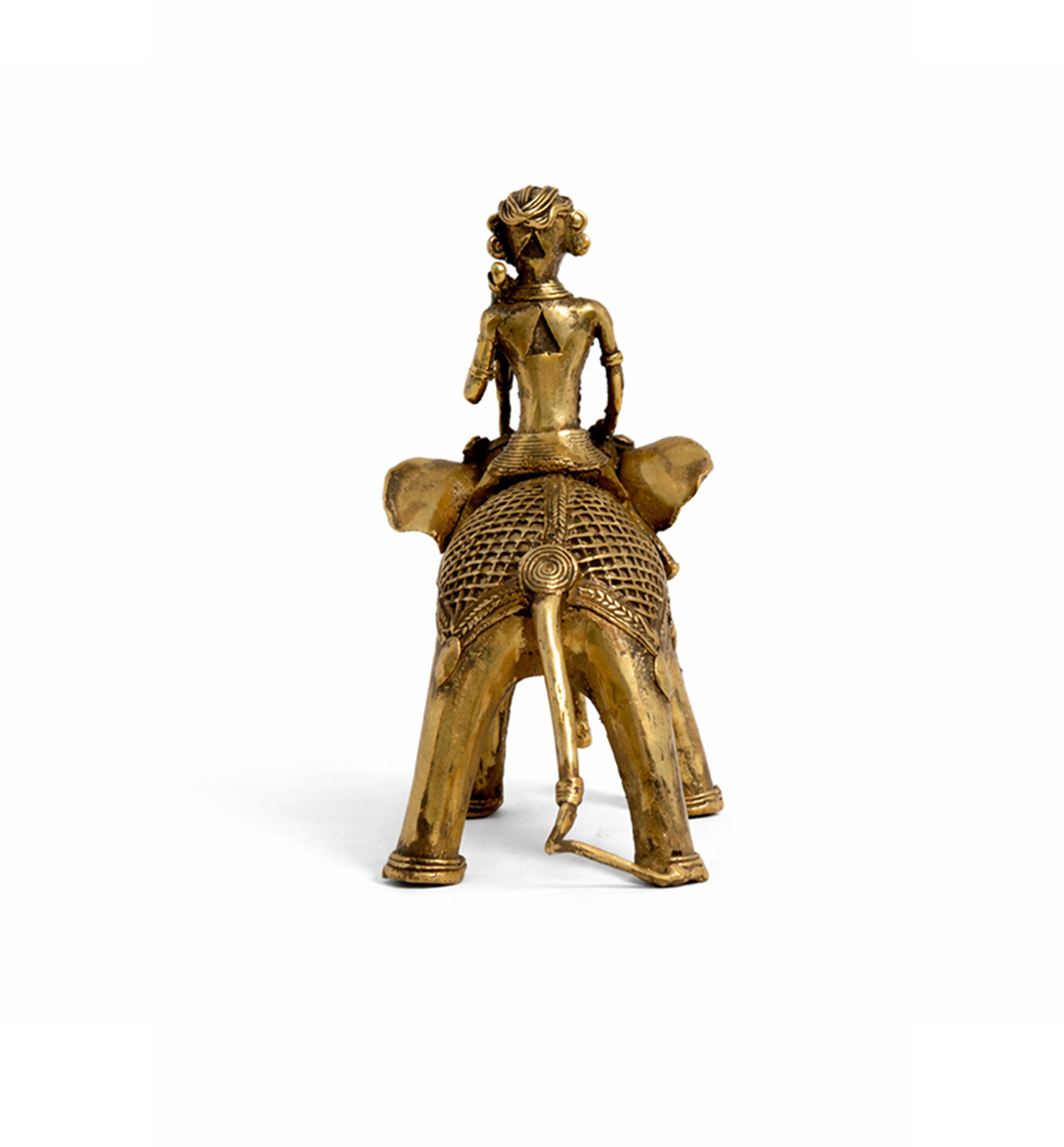 Handcrafted Brass Elephant with Mahavat Showpiece – Medium (Bhareva Craft) view 4